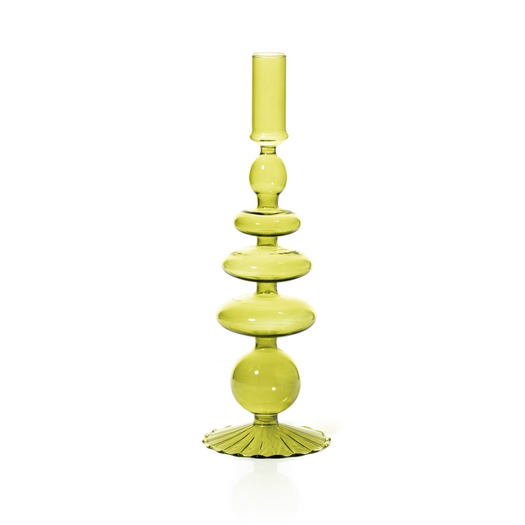 Pear Green γυάλινο κηροπήγιο 28cm