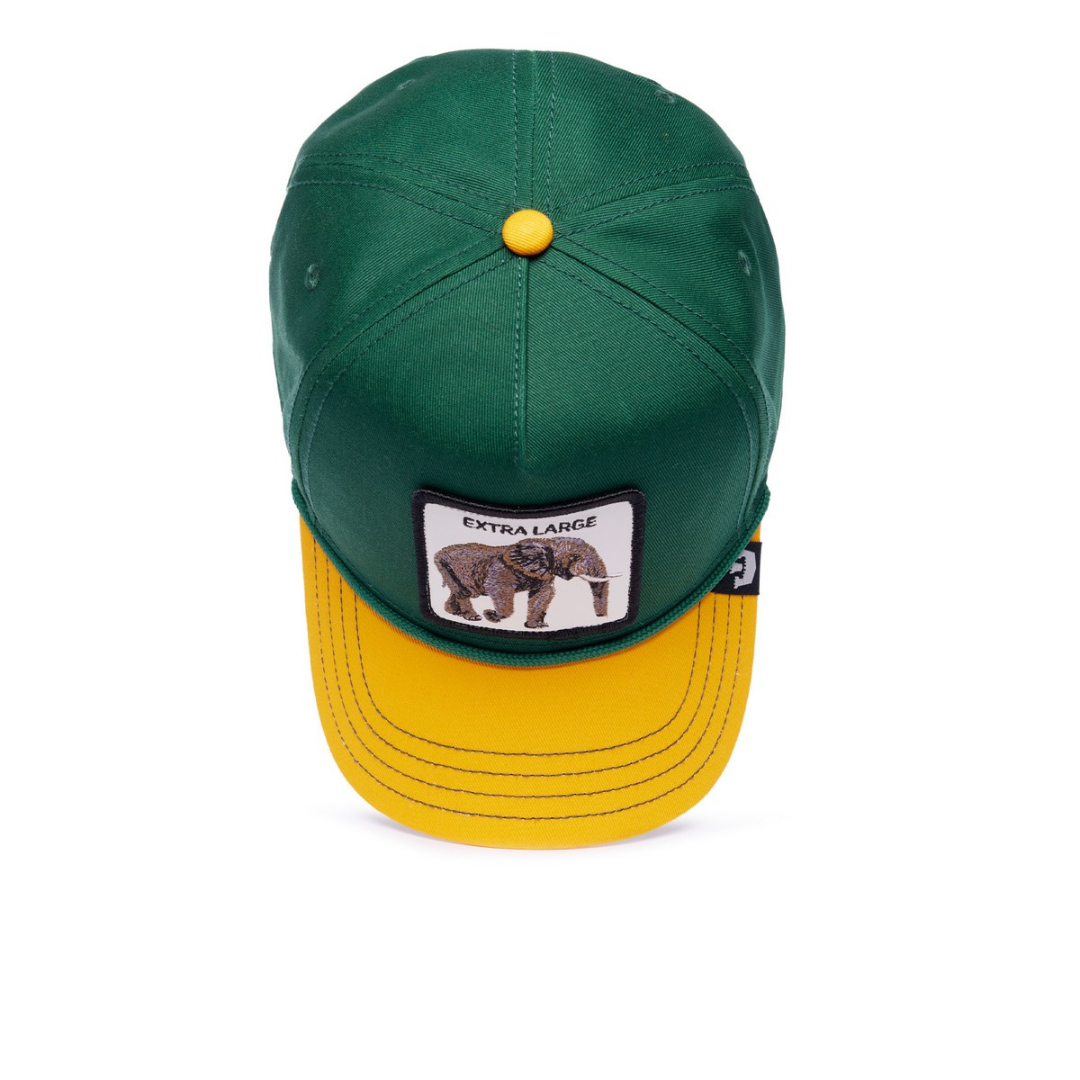 Καπέλο jockey Extra Large με ελέφαντα, πράσινο με κίτρινο γείσο
