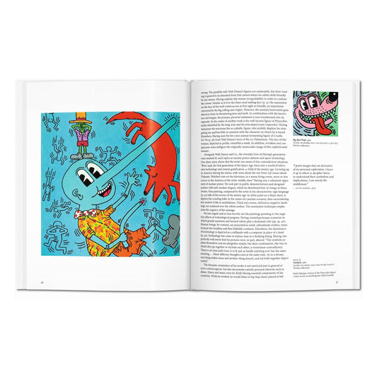 Το σκληρόδετο βιβλίο "Haring" από τη σειρά Basic Art Series του εκδοτικού οίκου TASCHEN, με έντονο, χαρακτηριστικό artwork του Keith Haring στο εξώφυλλο.