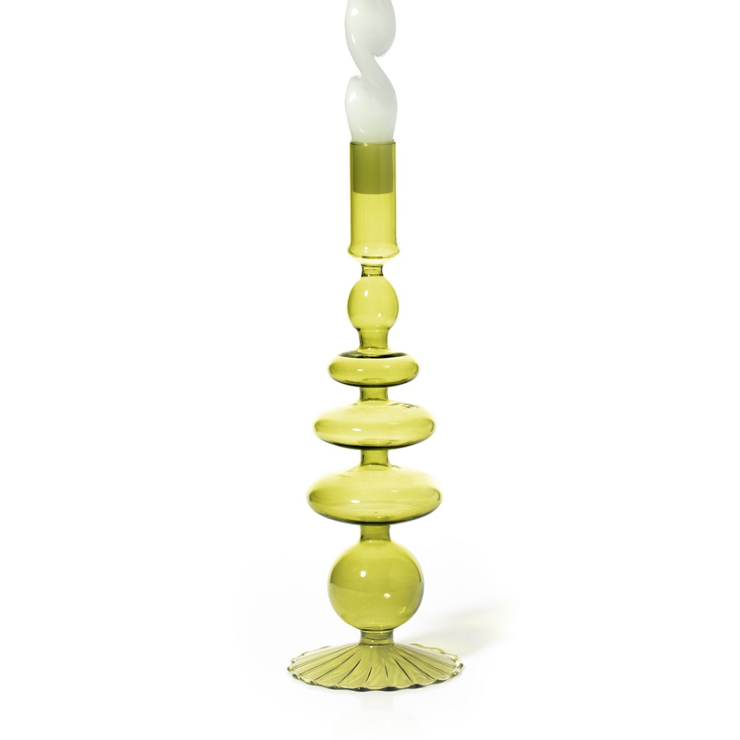Pear Green γυάλινο κηροπήγιο 28cm