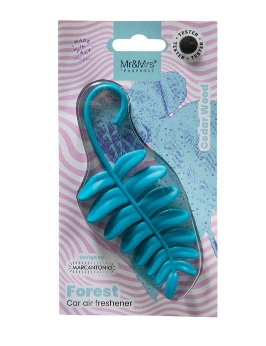 Fern Tile Blue αρωματικό χώρου και αυτοκινήτου σε μορφή φύλλου φτέρης σε σιέλ/γαλάζια απόχρωση από την Mr & Mrs Fragrance με άρωμα Cedarwood.