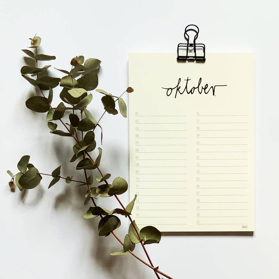 Birthday Calendar Calligraphy