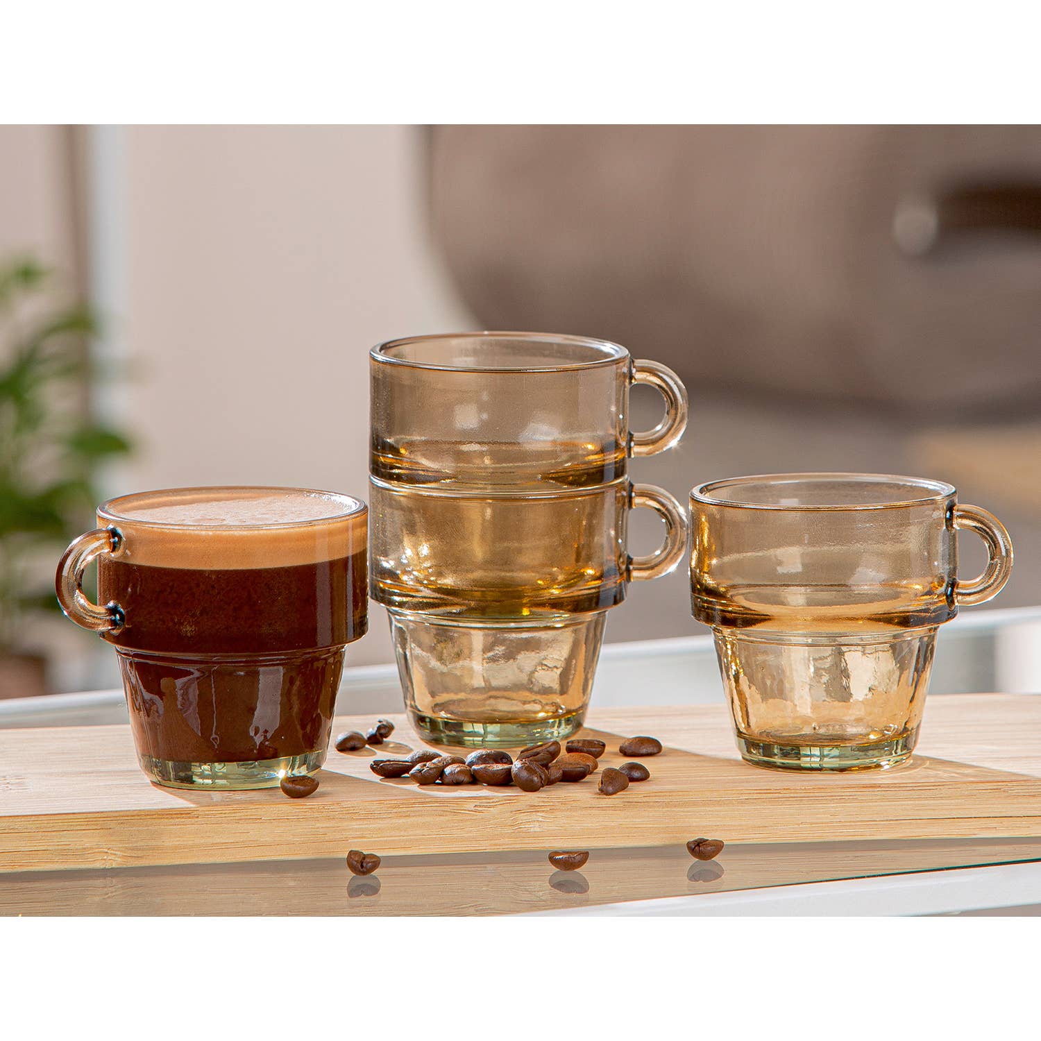 4-piece set of conical espresso cups, brown, H. 6.5 cm, PU 12