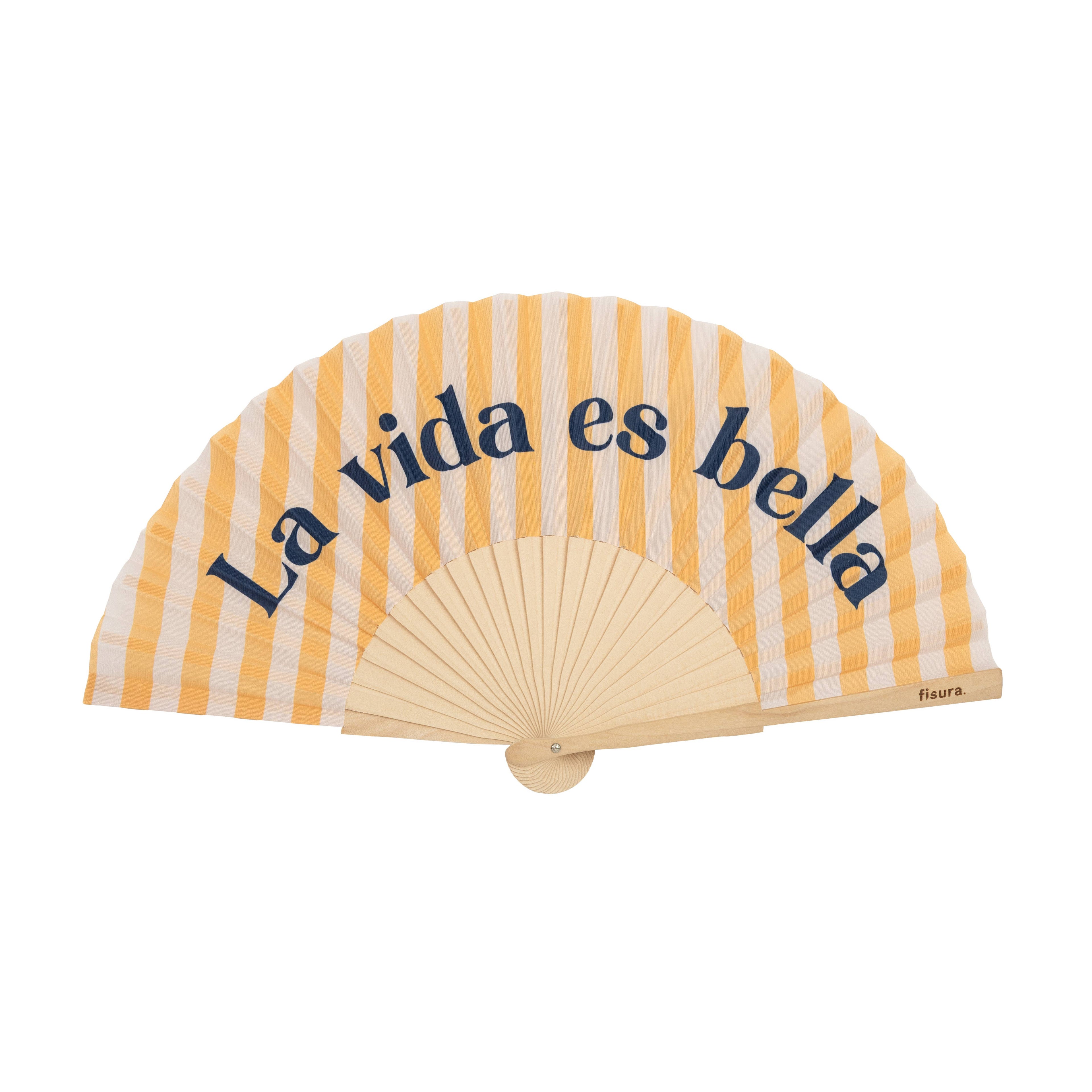 "Life Is Beautiful" fan | Wood & Fabric