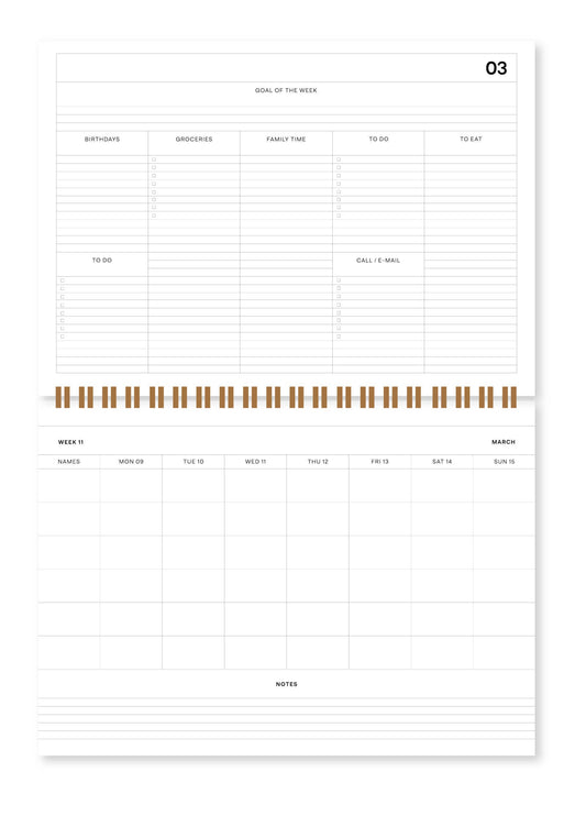 Fabric Family Planner 2025/2026 (18 Μήνες) | Οικογενειακός Οργανωτής | Stripes Pink