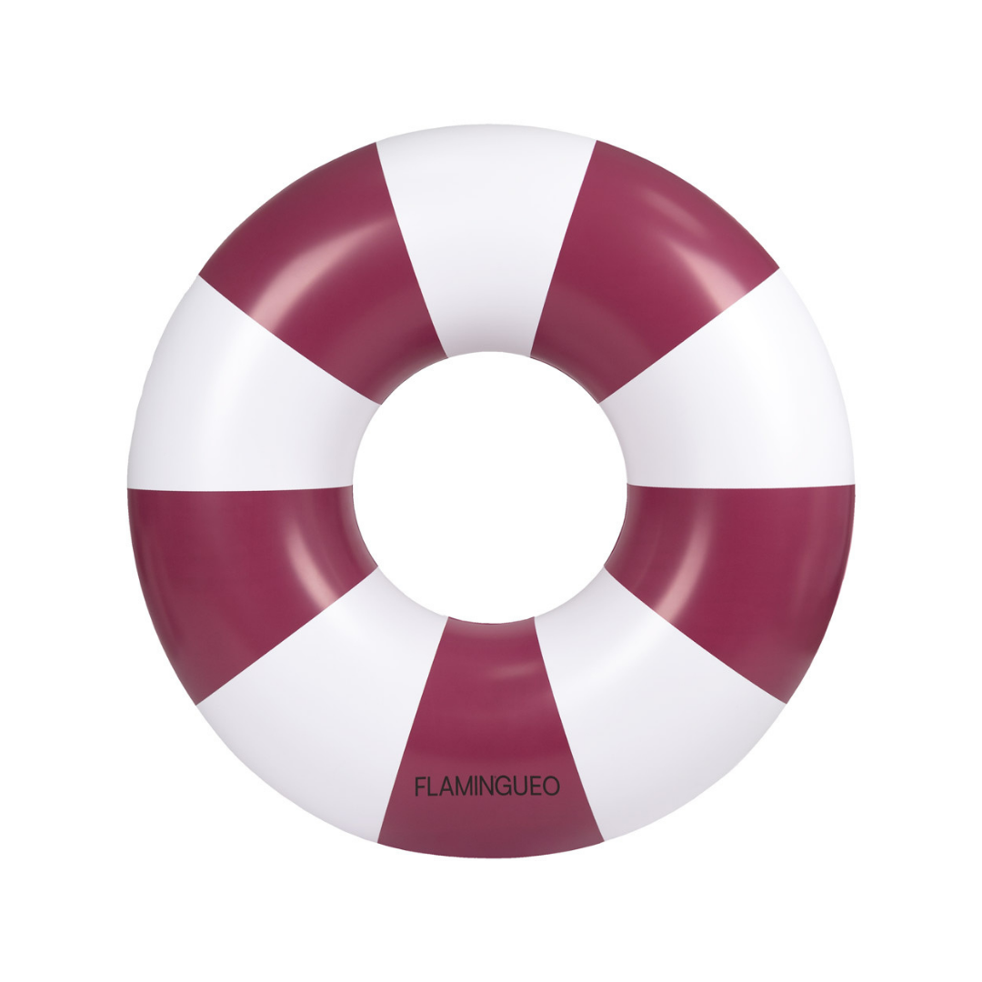 Πλωτό σωσίβιο Donut Flamingueo Alabama 110×110 cm σε μπορντώ και λευκές ρίγες