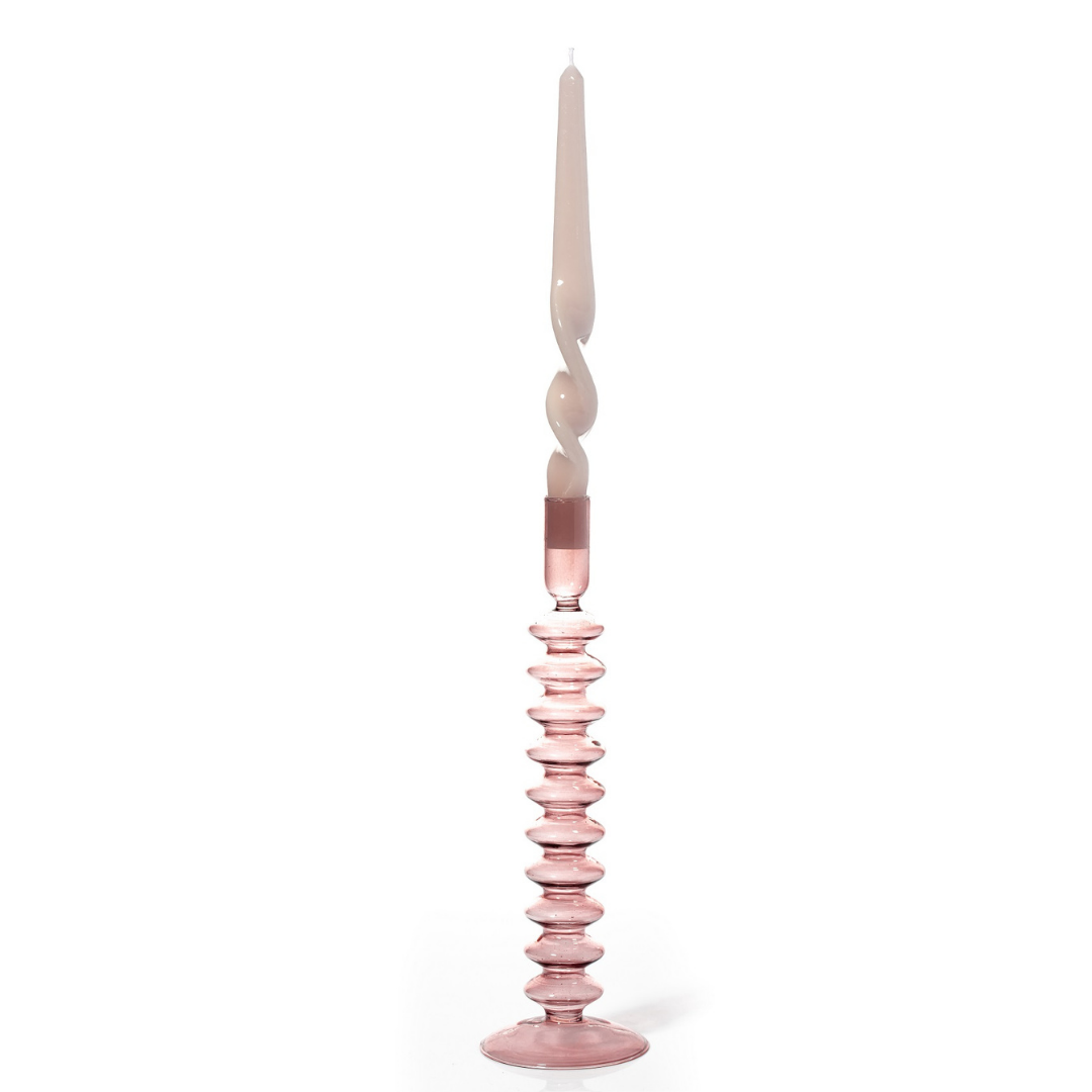 Maegen γυάλινο κηροπήγιο 30 cm Rose Quartz