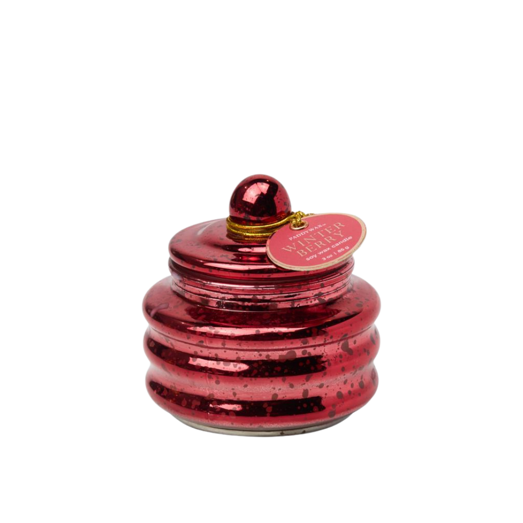 Κόκκινο κερί Beam 85g με καπάκι, αρωματισμένο με Winter Berry, ιδανικό για διακόσμηση.