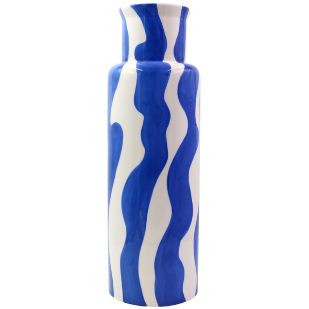 Esteban Bold & Blue ψηλό κεραμικό vase 14,5×44 cm με μπλε-λευκό pattern