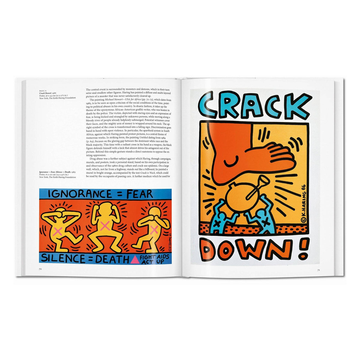 Το σκληρόδετο βιβλίο "Haring" από τη σειρά Basic Art Series του εκδοτικού οίκου TASCHEN, με έντονο, χαρακτηριστικό artwork του Keith Haring στο εξώφυλλο.