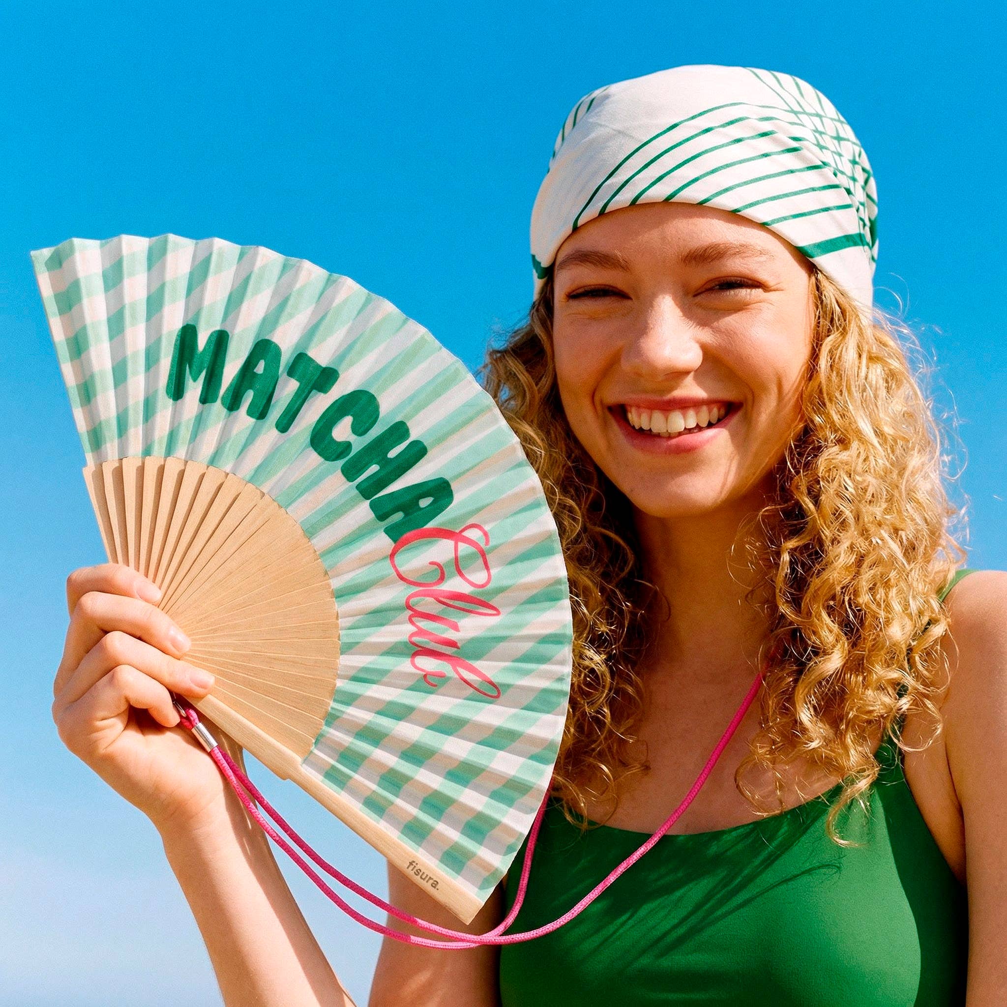 "Matcha Club" fan | Wood & Fabric