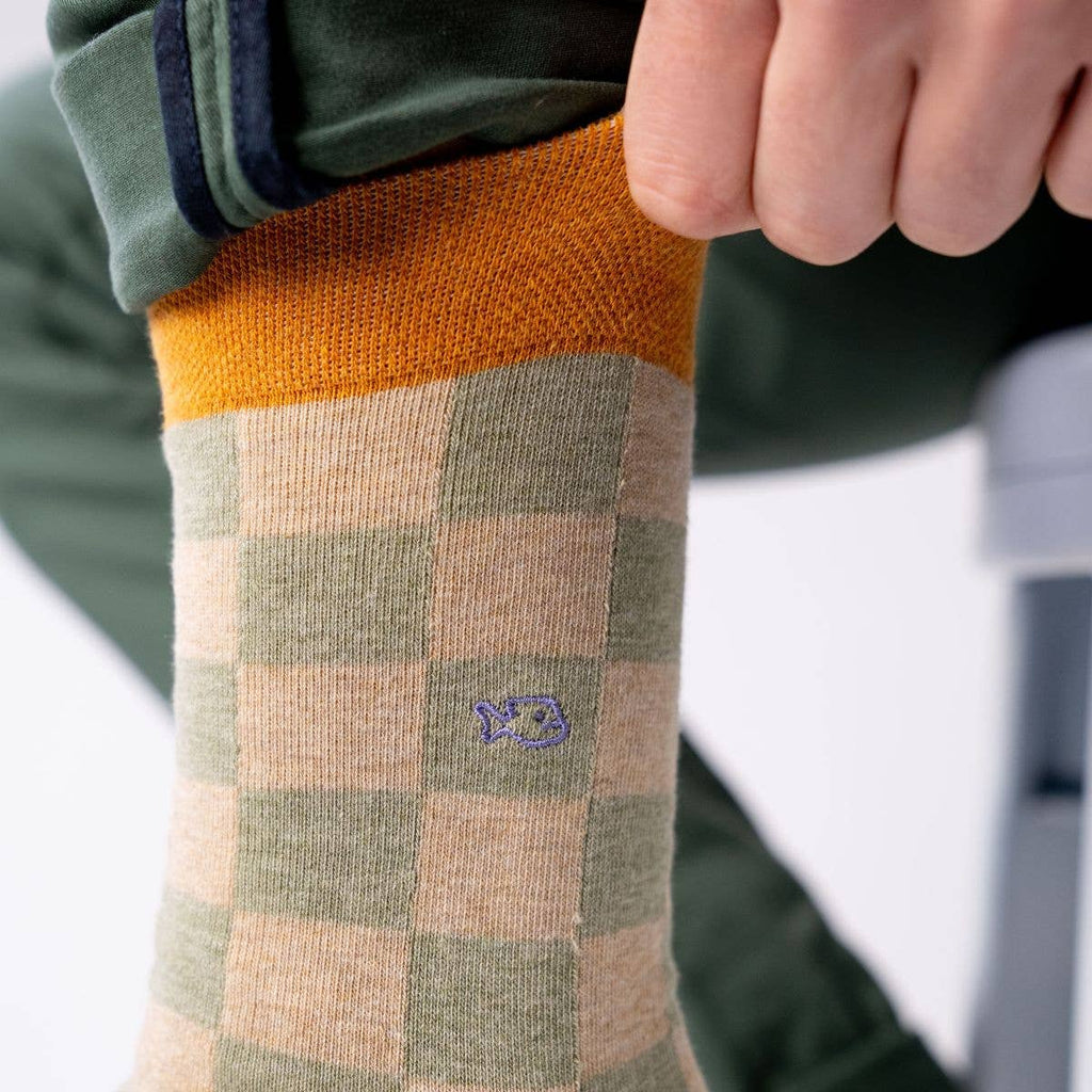 Checked combed cotton socks - Beach race