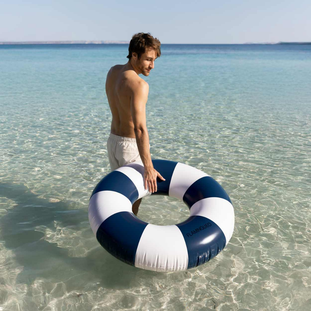 Blue and white inflatable donut pool float – Flamingueo Alabama
