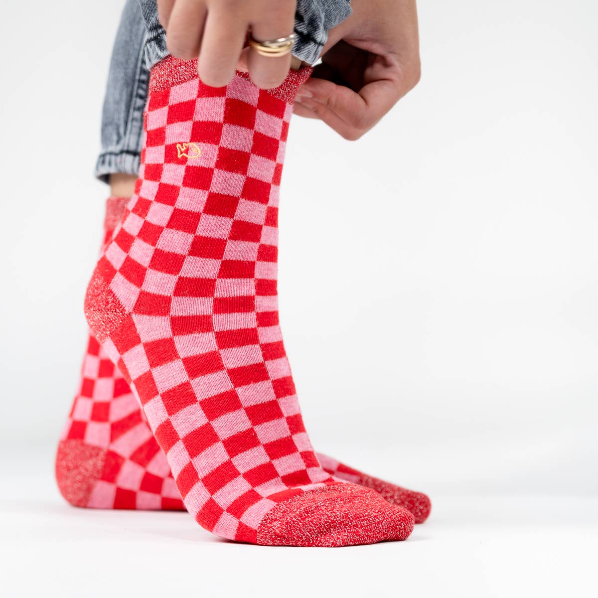 Plaid socks | Red and pink