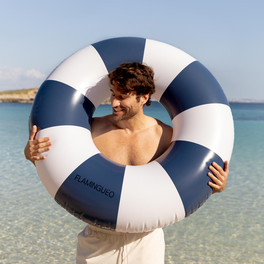 Blue and white inflatable donut pool float – Flamingueo Alabama