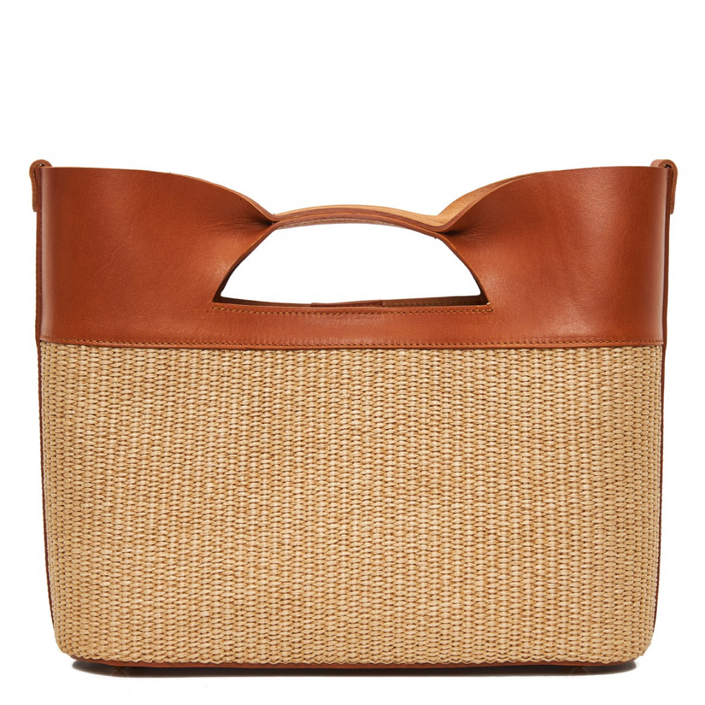 Canis Major Mini | Τσάντα tote από ψάθα & δέρμα