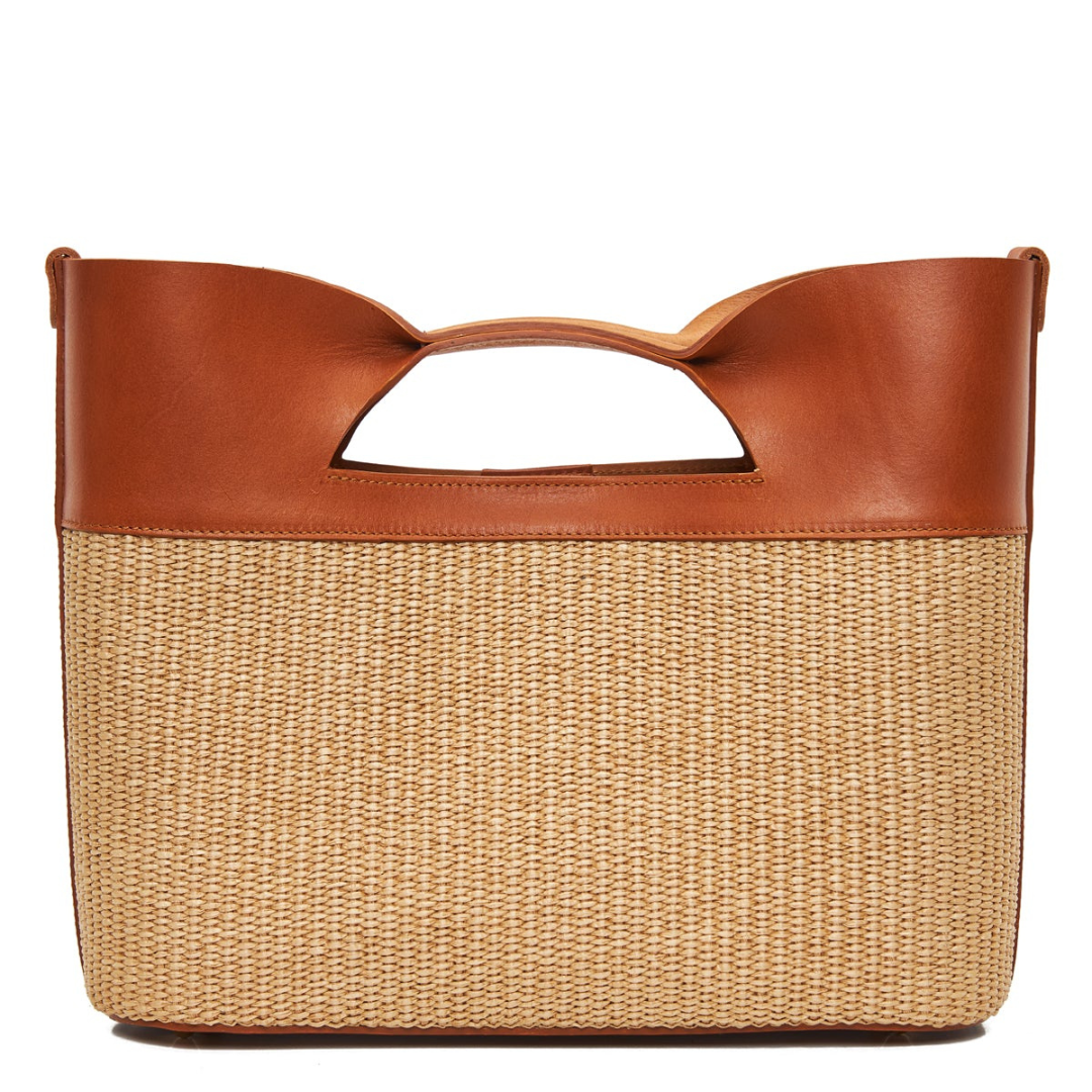 Canis Major Mini | Τσάντα tote από ψάθα & δέρμα