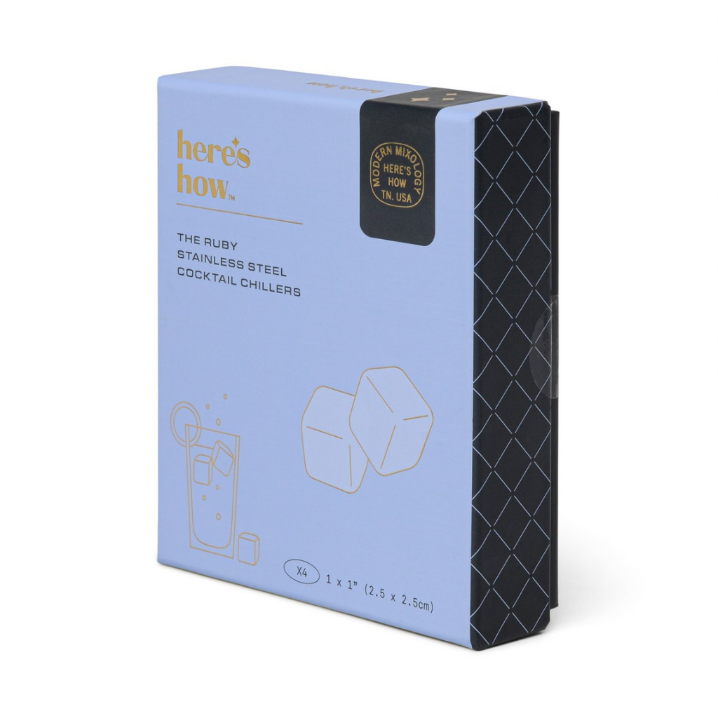 The Ruby | Σετ με 4 ασημένια ανοξείδωτα μεταλλικά παγάκια που δεν λιώνουν