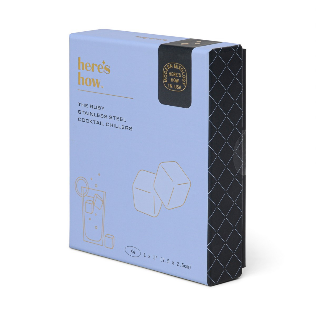 The Ruby | Σετ με 4 ασημένια ανοξείδωτα μεταλλικά παγάκια που δεν λιώνουν