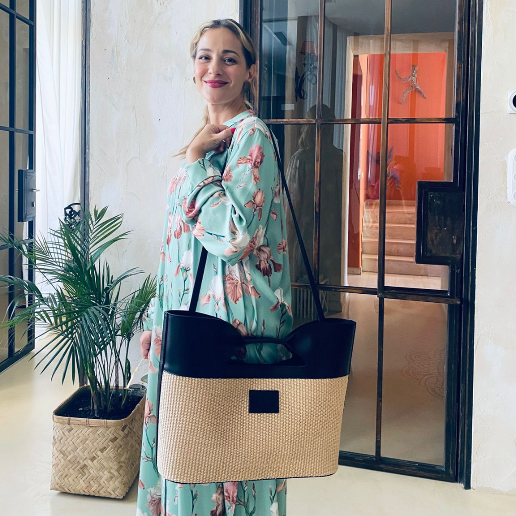 Canis Major | Τσάντα tote από ψάθα και δέρμα