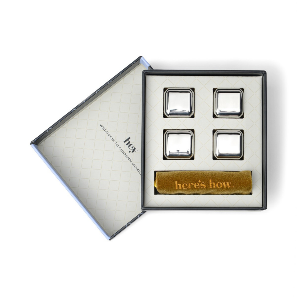 The Ruby | Σετ με 4 ασημένια ανοξείδωτα μεταλλικά παγάκια που δεν λιώνουν