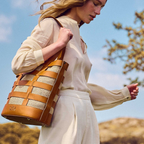 Nissos | Tote shoulder bag made of straw & leather