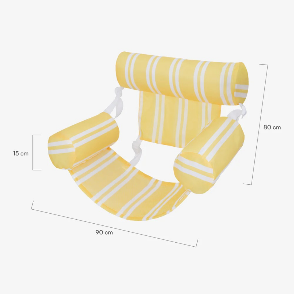 Flamingueo Gala inflatable chair float yellow 80x90x15cm with headrest and armrests