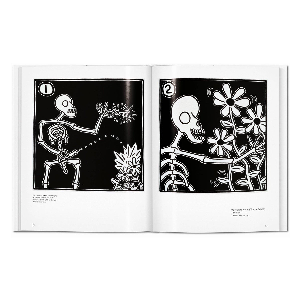 Το σκληρόδετο βιβλίο "Haring" από τη σειρά Basic Art Series του εκδοτικού οίκου TASCHEN, με έντονο, χαρακτηριστικό artwork του Keith Haring στο εξώφυλλο.