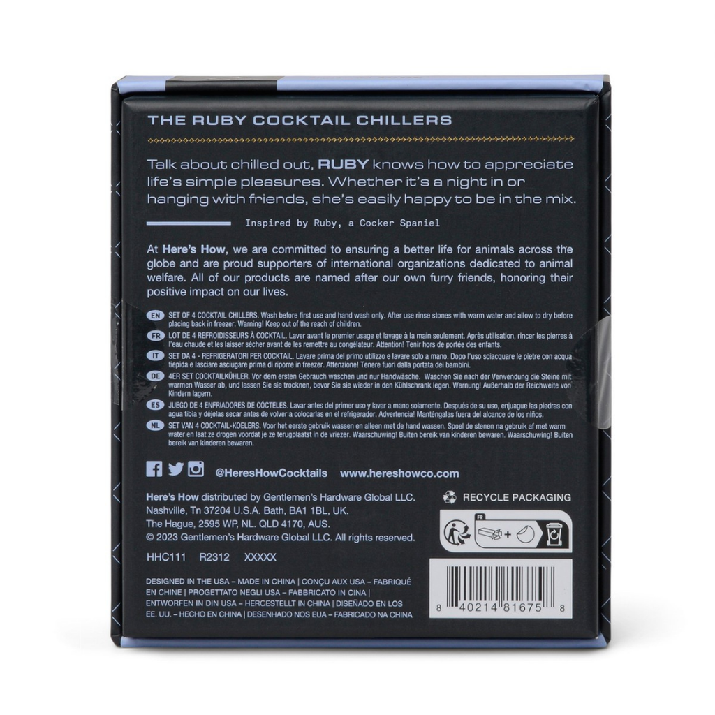 The Ruby | Σετ με 4 ασημένια ανοξείδωτα μεταλλικά παγάκια που δεν λιώνουν