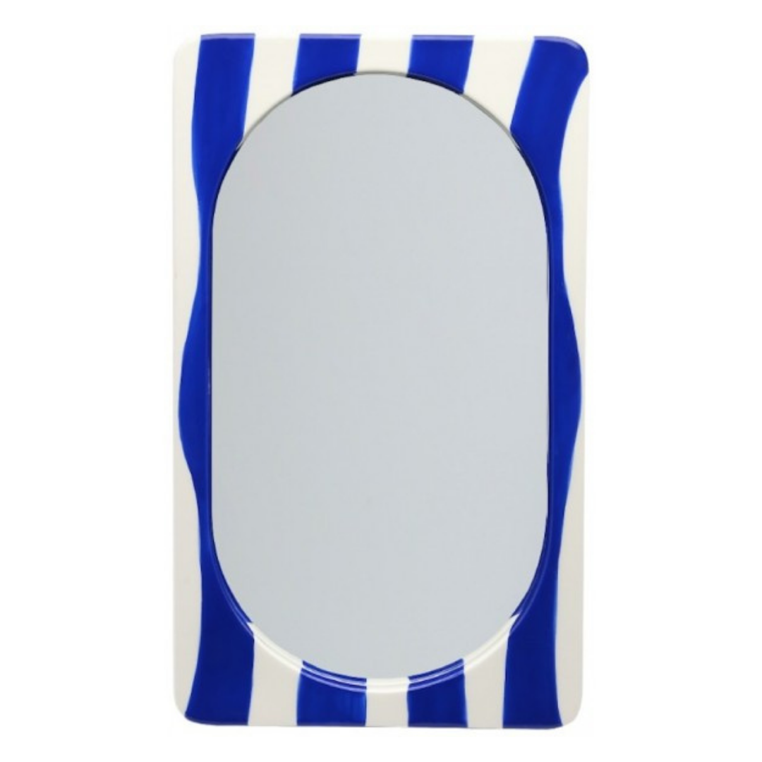"Celia" Sunny Stripes Mirror | Hand-Painted Tabletop Mirror