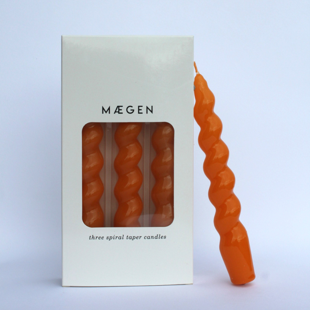 Tangerine σπιράλ κεριά δείπνου 18cm | Set 3 pcs