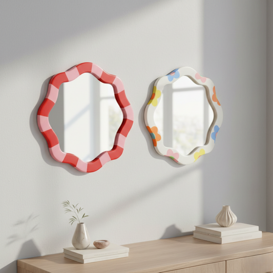"Marta" Mirror | Hand-Painted Ceramic Mirror