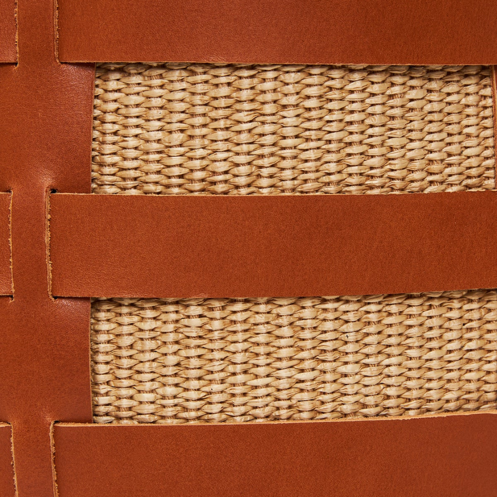 Nissos | Tote τσάντα ώμου από ψάθα & δέρμα