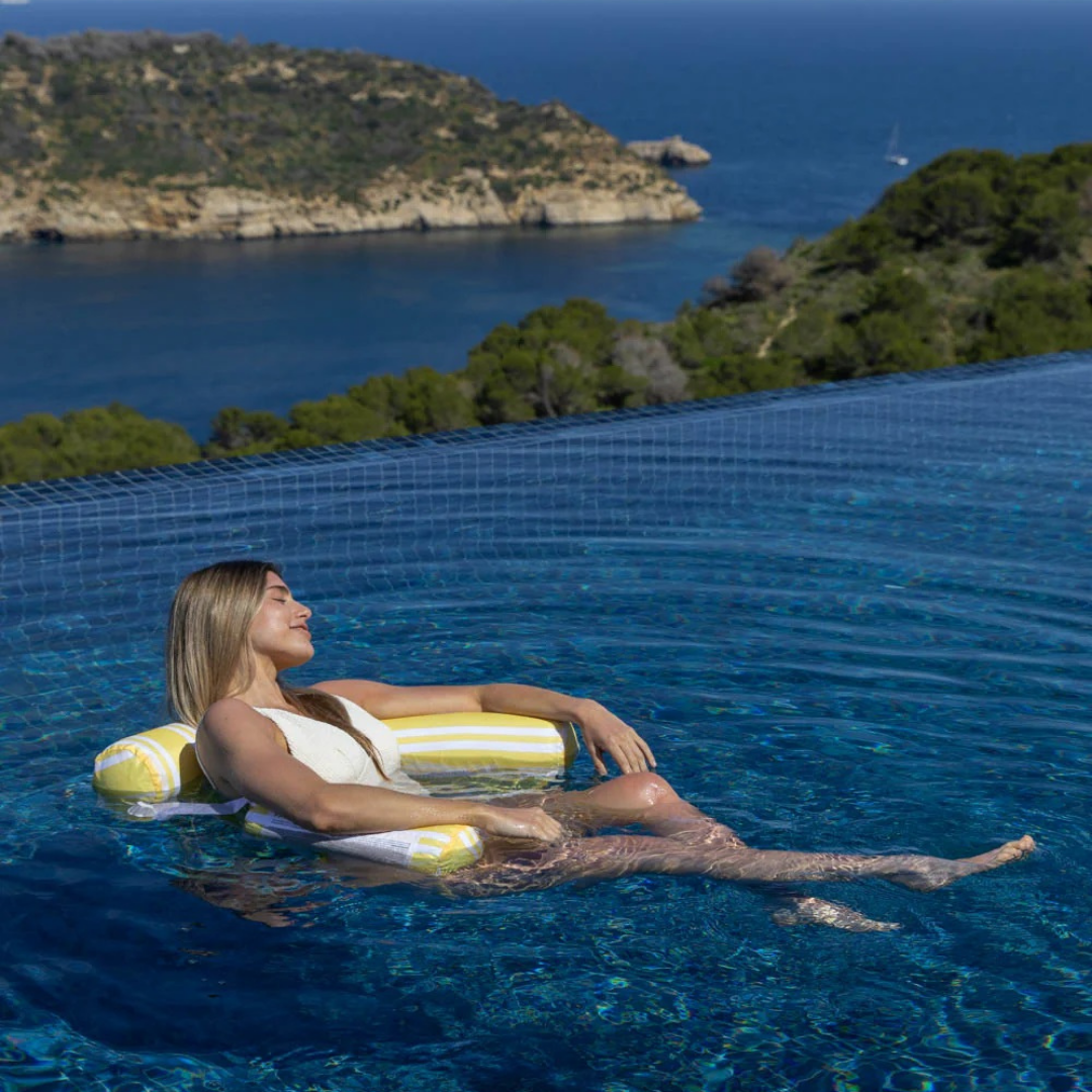 Κίτρινο Flamingueo Gala πλωτό κάθισμα με ρίγες για pool & beach