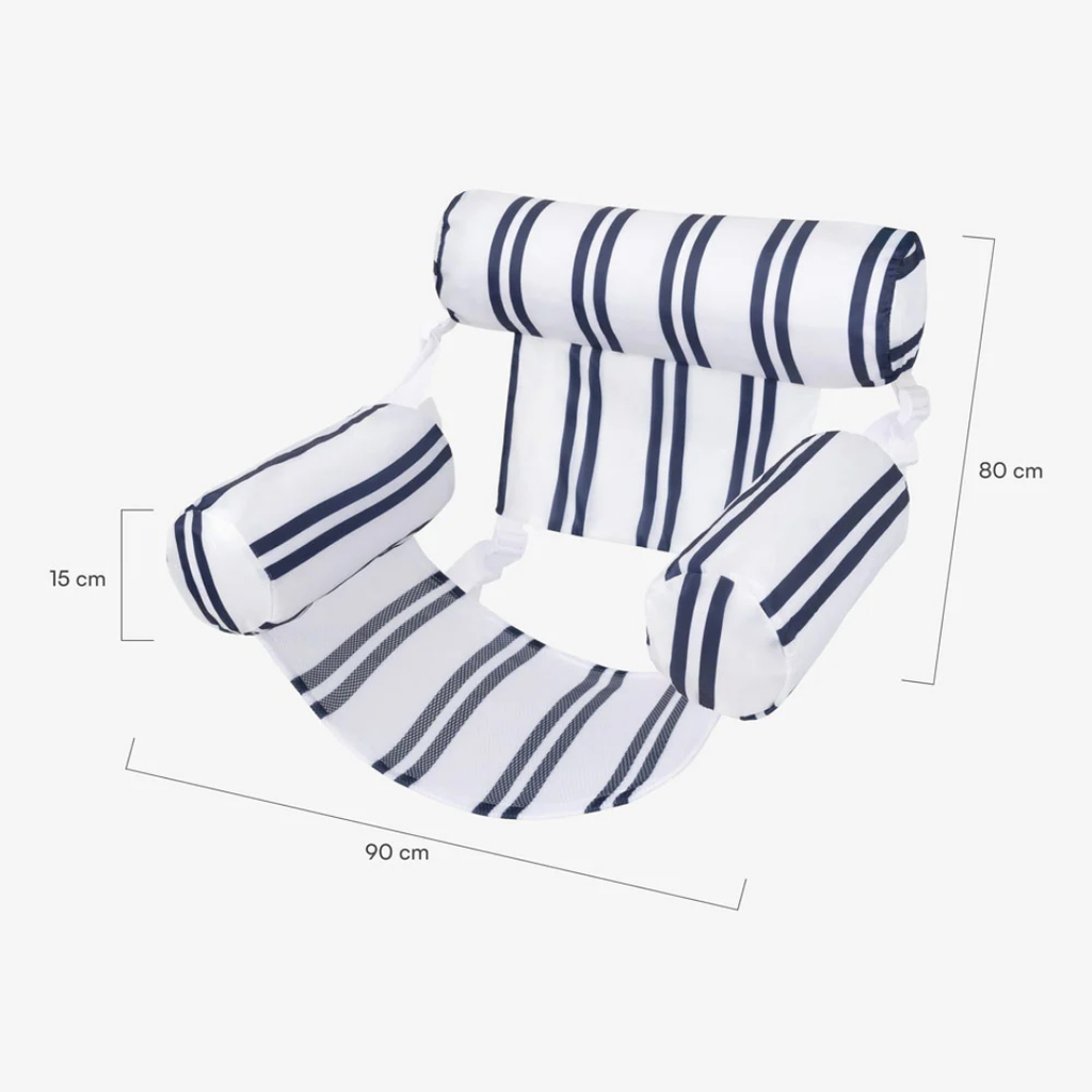 Flamingueo Gala inflatable chair float blue 80×90×15 cm with headrest and armrests