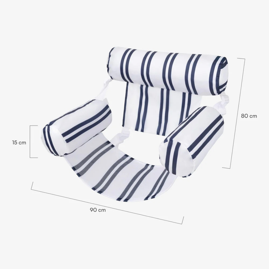 Flamingueo Gala inflatable chair float blue 80×90×15 cm with headrest and armrests