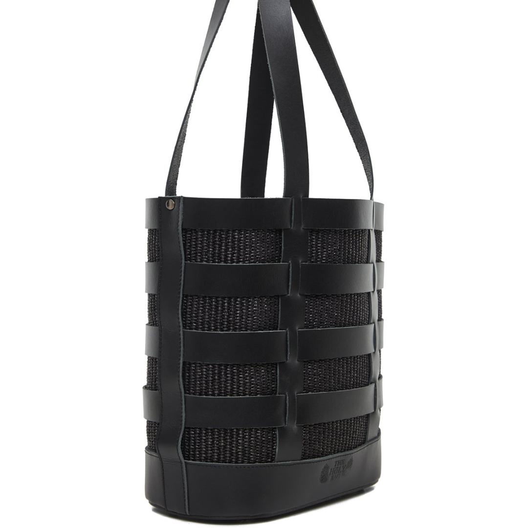 Nissos | Tote τσάντα ώμου από ψάθα & δέρμα