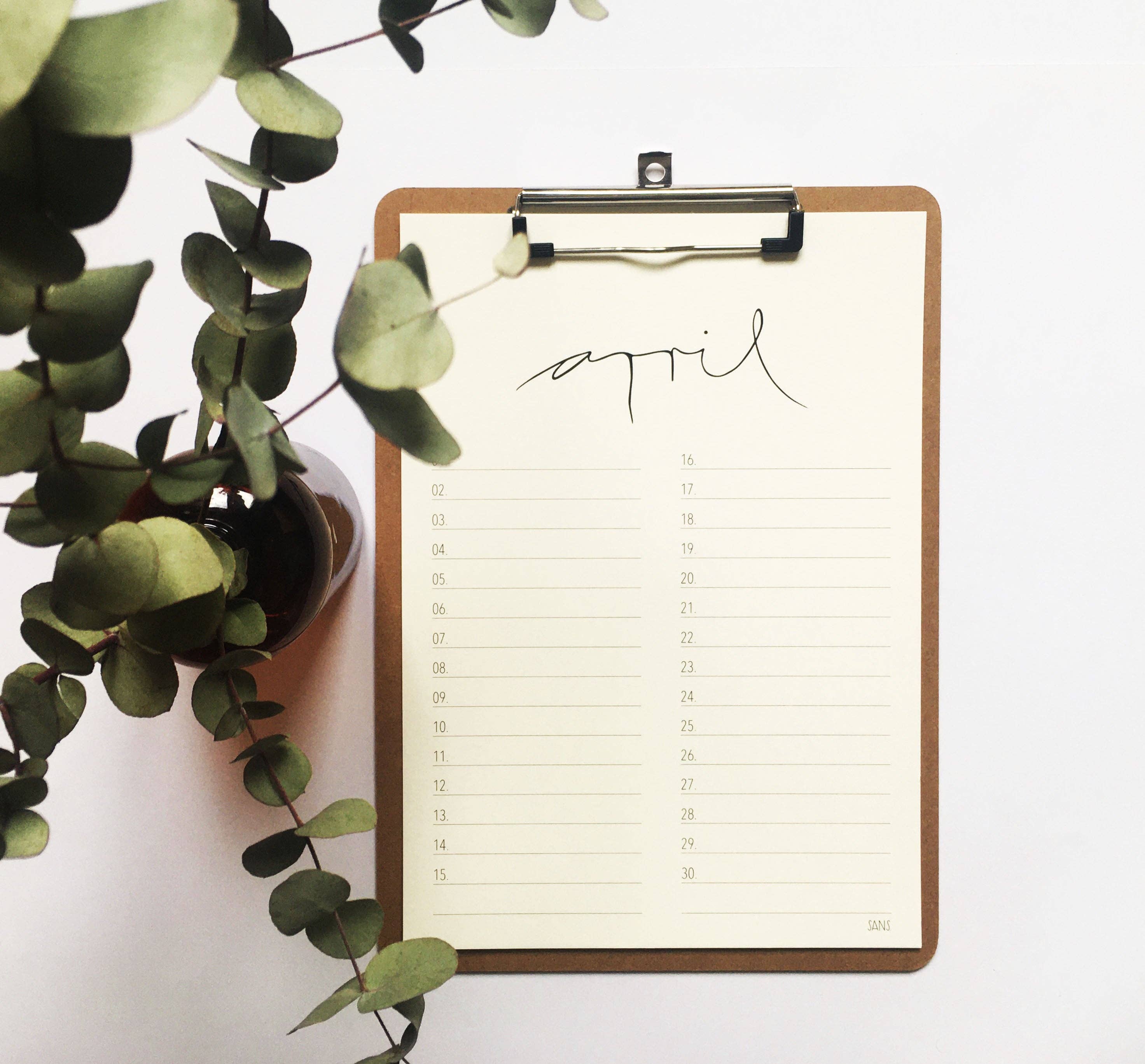 Birthday Calendar Calligraphy