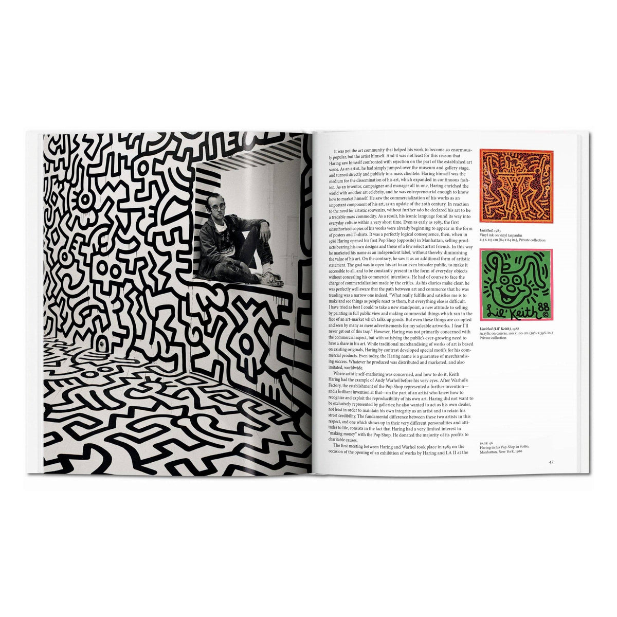 Το σκληρόδετο βιβλίο "Haring" από τη σειρά Basic Art Series του εκδοτικού οίκου TASCHEN, με έντονο, χαρακτηριστικό artwork του Keith Haring στο εξώφυλλο.