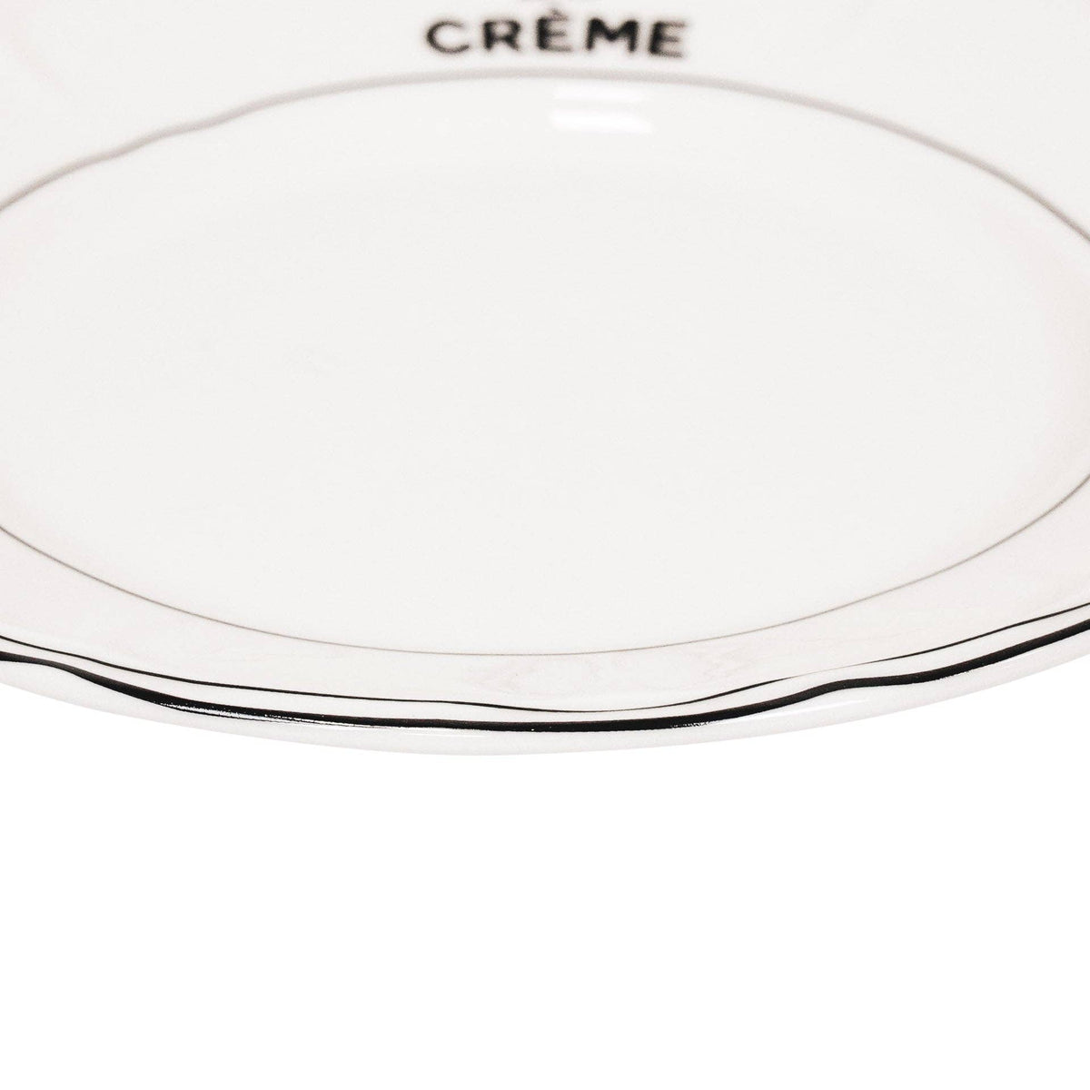 Μικρό παραλληλόγραμμο κεραμικό πιάτο House Vitamin με την επιγραφή "Crème de la Crème" και χρυσό περίγραμμα.
