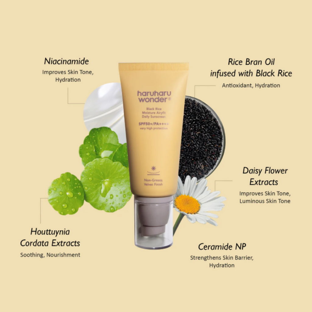 Black Rice Moisture Airy‑Fit Sunscreen SPF50 PA++++ – lightweight chemical sunscreen με anti-oxidants
