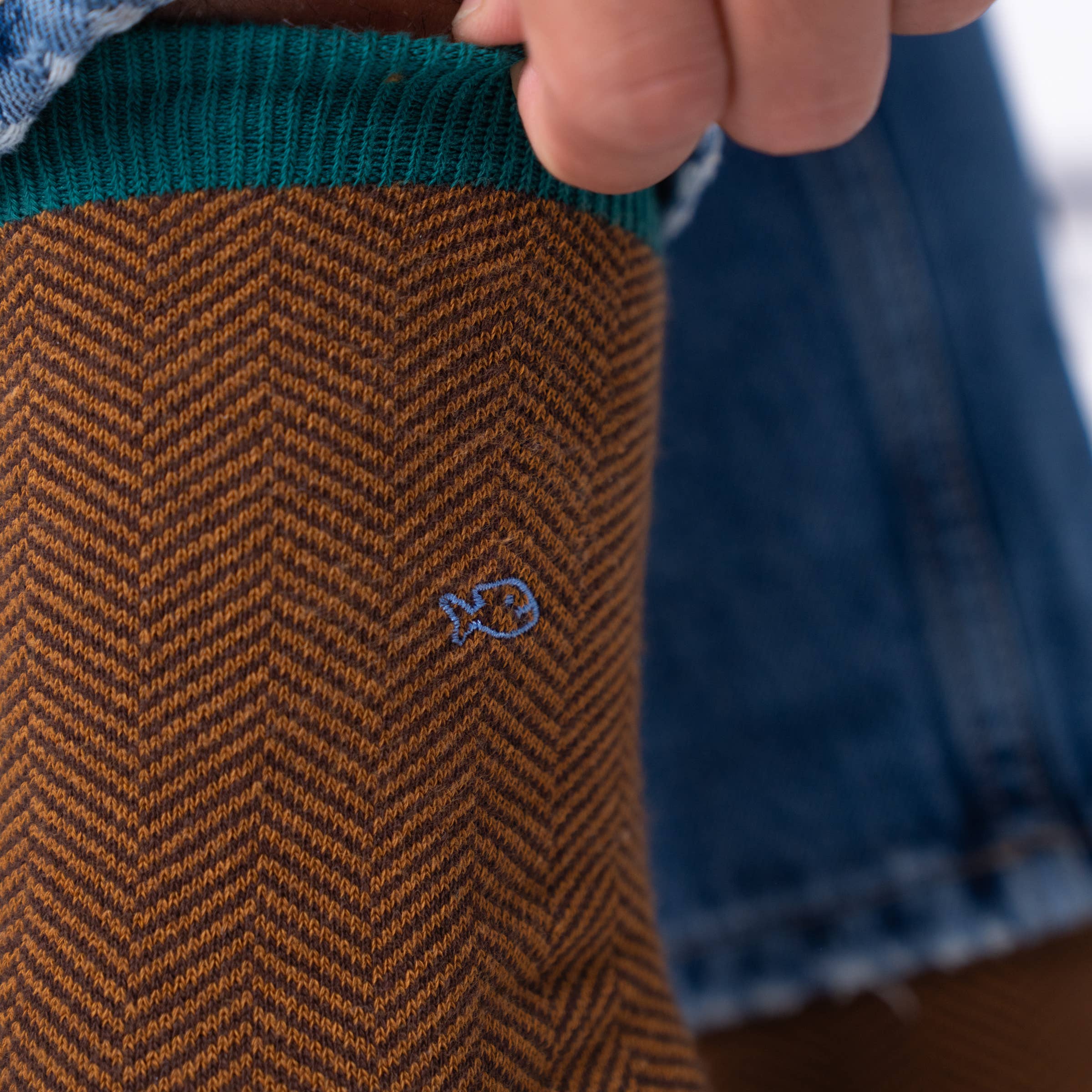 Spruce Chevron Combed Cotton Socks