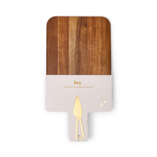 The Garth – Board & Knife Set | Acacia Wood & Χρυσό Inox