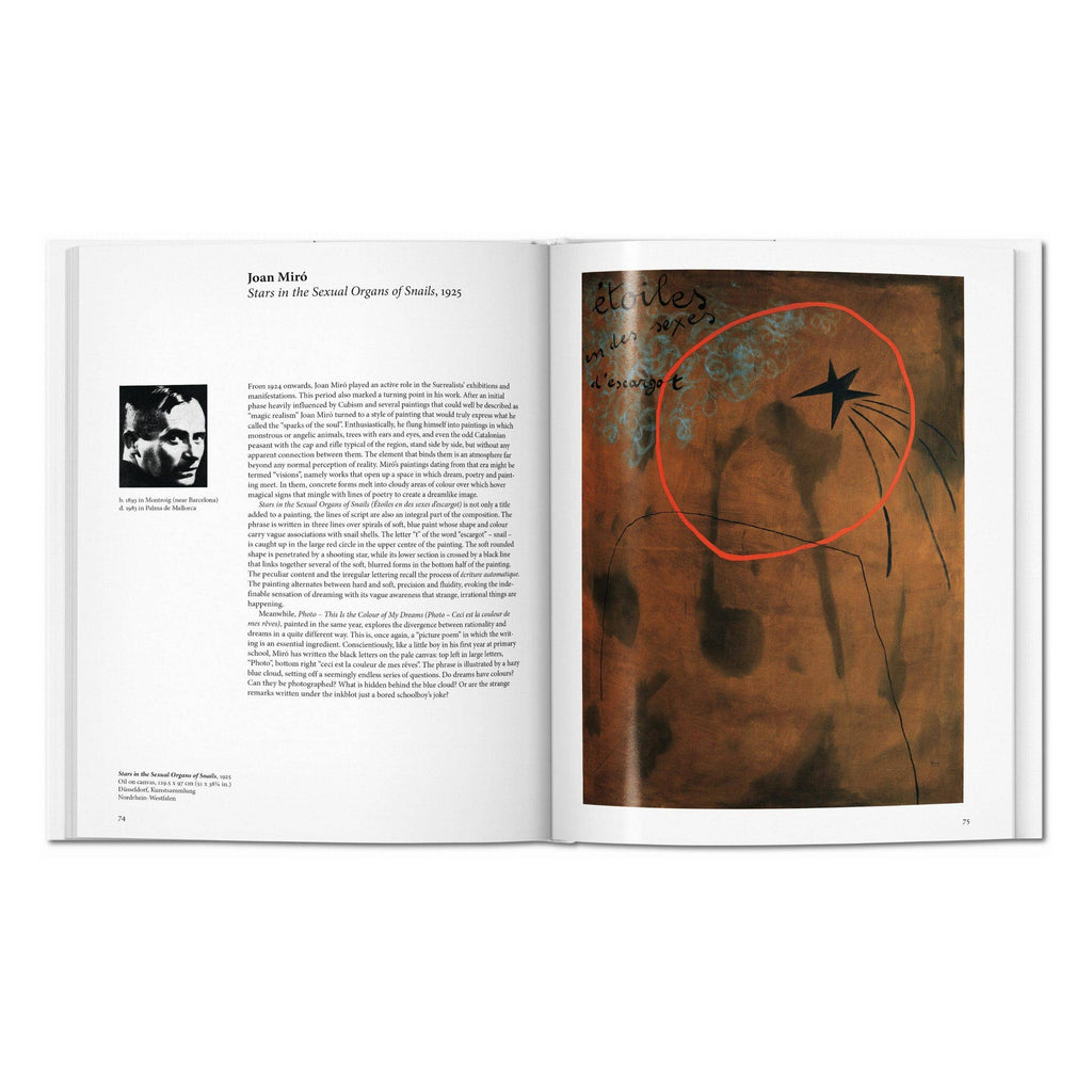Το σκληρόδετο βιβλίο "Surrealism" της σειράς Basic Art Series του εκδοτικού οίκου TASCHEN, με ένα εμβληματικό σουρεαλιστικό έργο τέχνης στο εξώφυλλο.