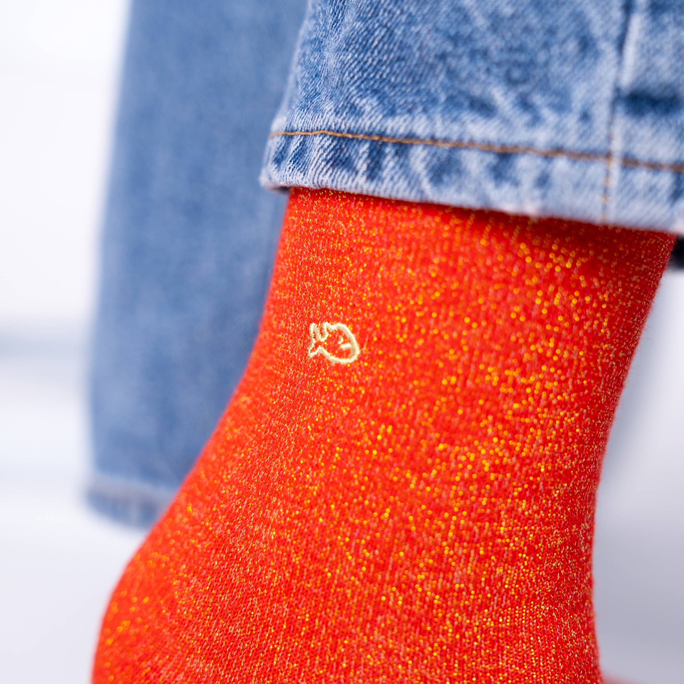Sparkly socks in combed cotton Plain | Orange