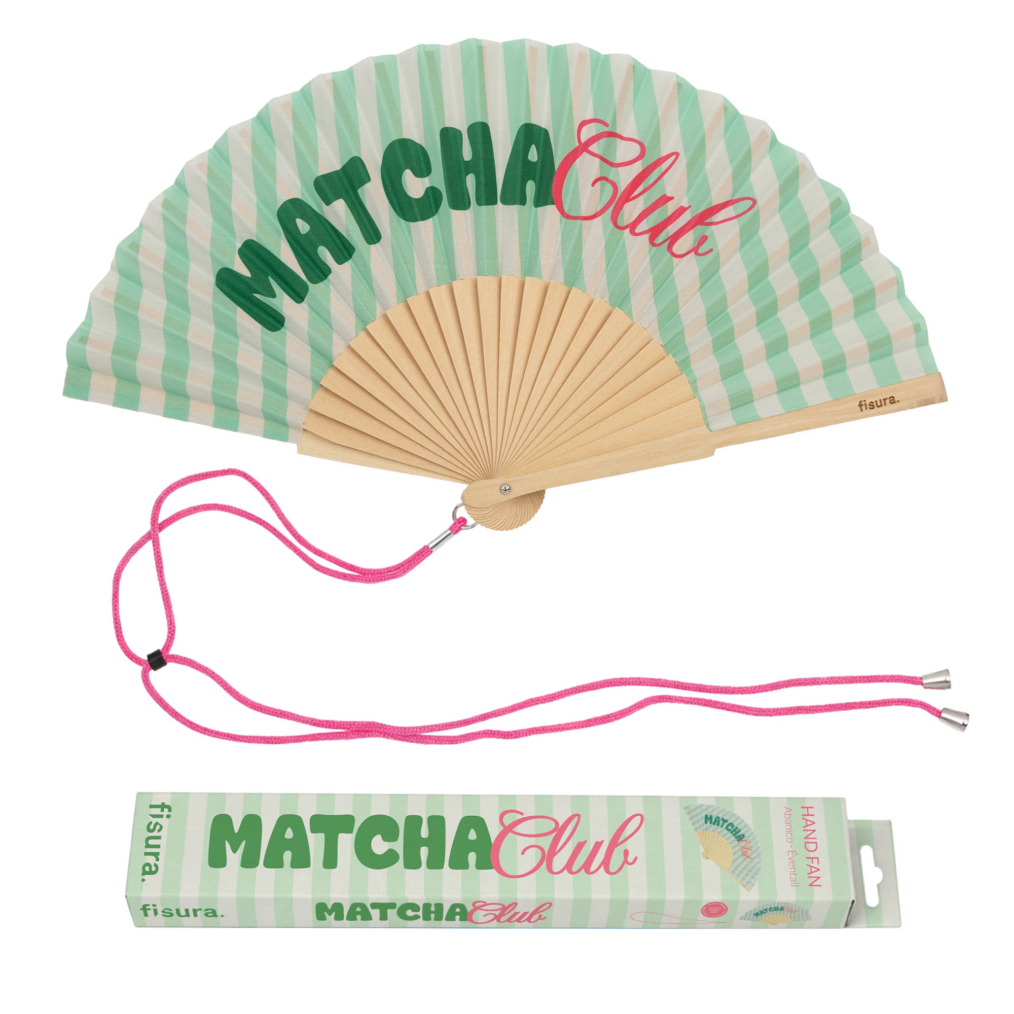 "Matcha Club" fan | Wood & Fabric