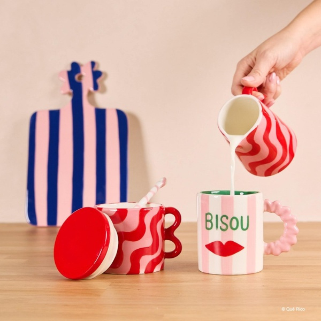 Que Rico σετ γαλατιέρας και ζαχαριέρας Milk Jug Sugar Pot Set με Happy Waves pattern