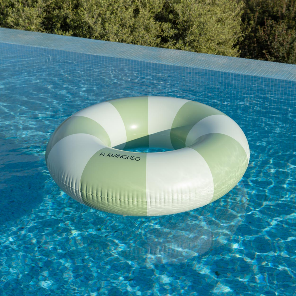 Flamingueo Cinnamon Donut Floatie 110×110 cm πράσινο σωσίβιο με λευκές λωρίδες