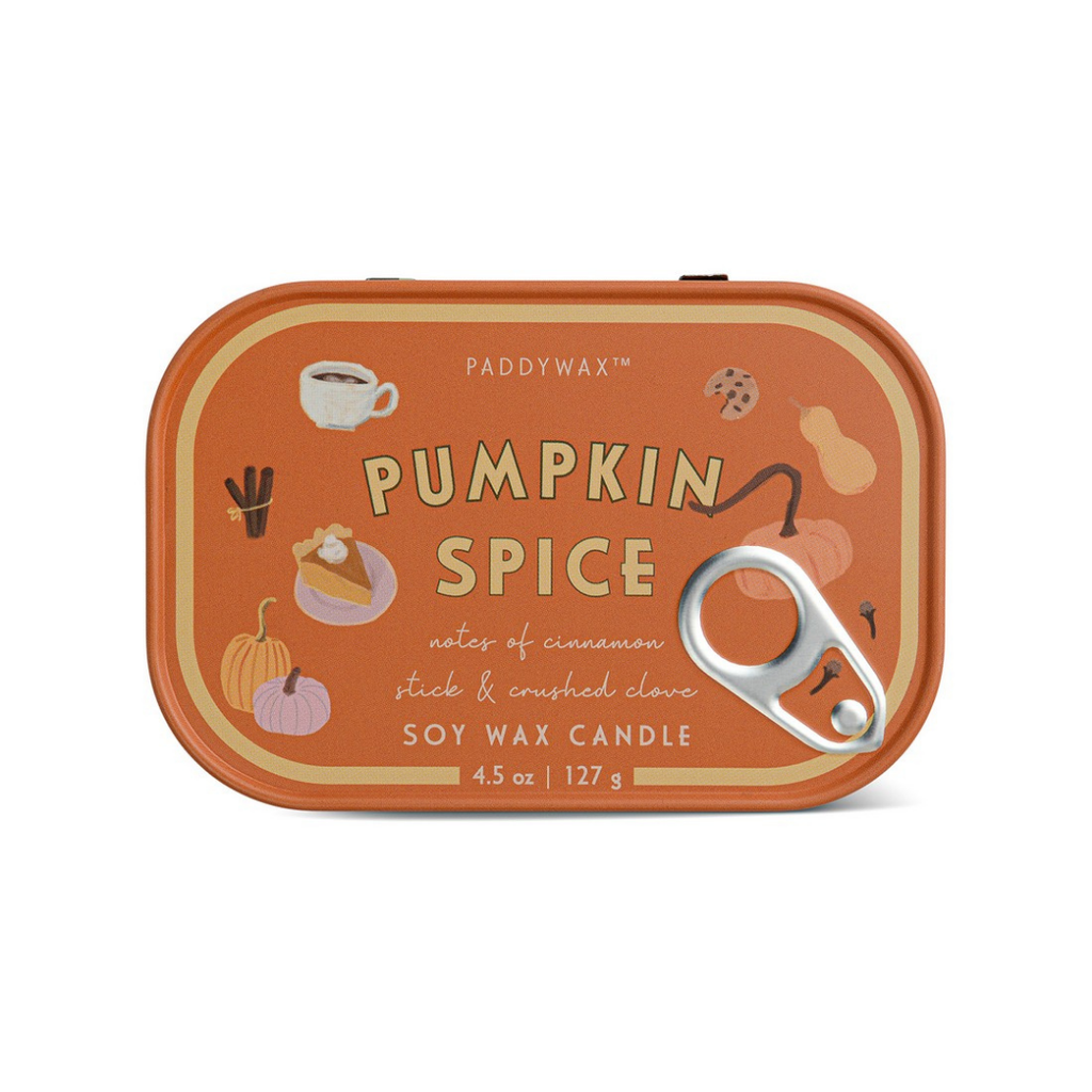 Μεταλλικό δοχείο κεριού Bistro με ετικέτα Pumpkin Spice, 127g, φυτικό κερί.