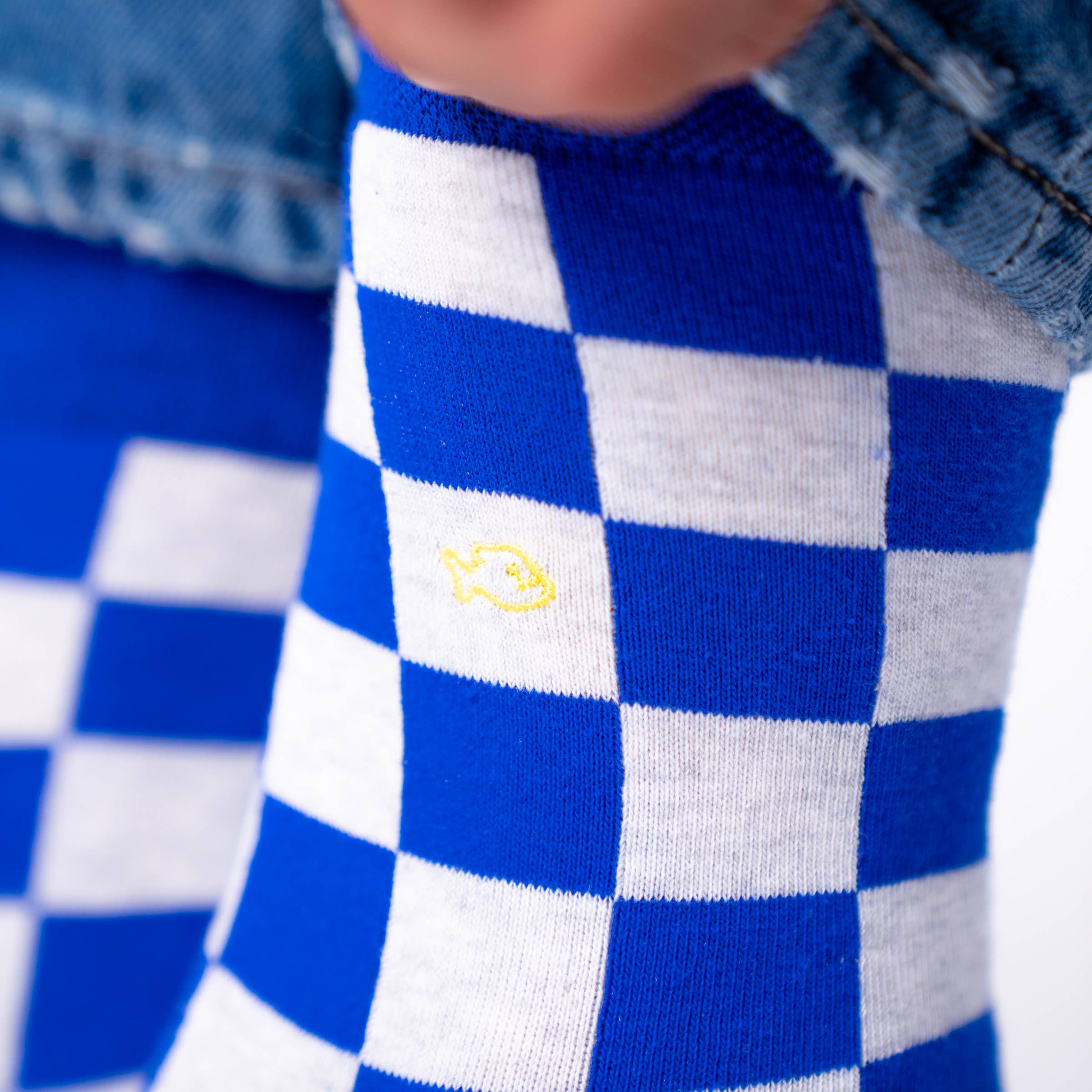 Ανδρικές κάλτσες Billybelt με καρό μοτίβο Marina Bay σε αποχρώσεις του μπλε, από premium χτενισμένο βαμβάκι.